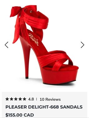 Pleaser Delight-668 Red Platform High Heel Sandals